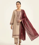 Beige three piece lawn suit